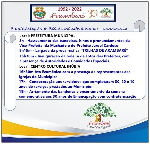 programacao-de-atividades-em-comemoracao-aos-30-anos-de-emancipacao-politica-de-arambare
